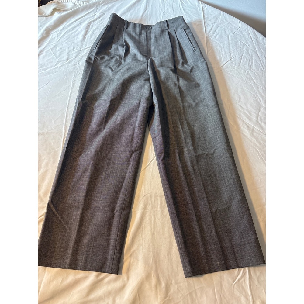 Carlisle Pleated Wide Leg Dress Pants Womens 10 Gray 100% Wool High‎ Rise